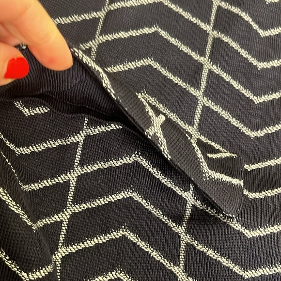 Misook Women's Jacket Blazer Chevron Knit One Button Notched Collar Blue - Picture 12 of 15